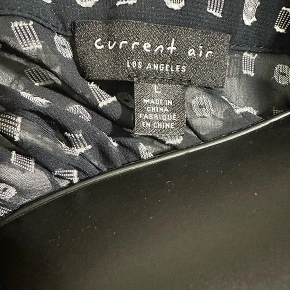 Anthro Current Air Short Sleeve Button Down Semi-Sheer Polka Dot MIDI Dress Sz L - Picture 7 of 14